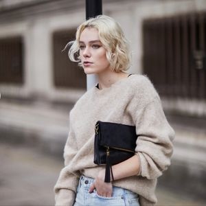 Chic Faux Black Ponyhair Leather Clutch